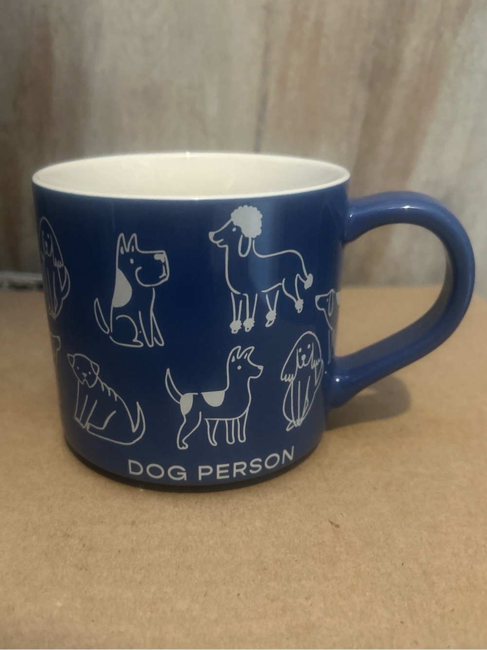 Parker Lane Dog Person, Blue White Inside Dogs Breeds Tea Coffee Mug 16 oz